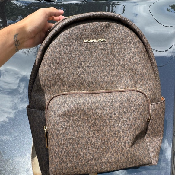 Michael Kors Monogram Brown Backpack - Picture 1 of 4